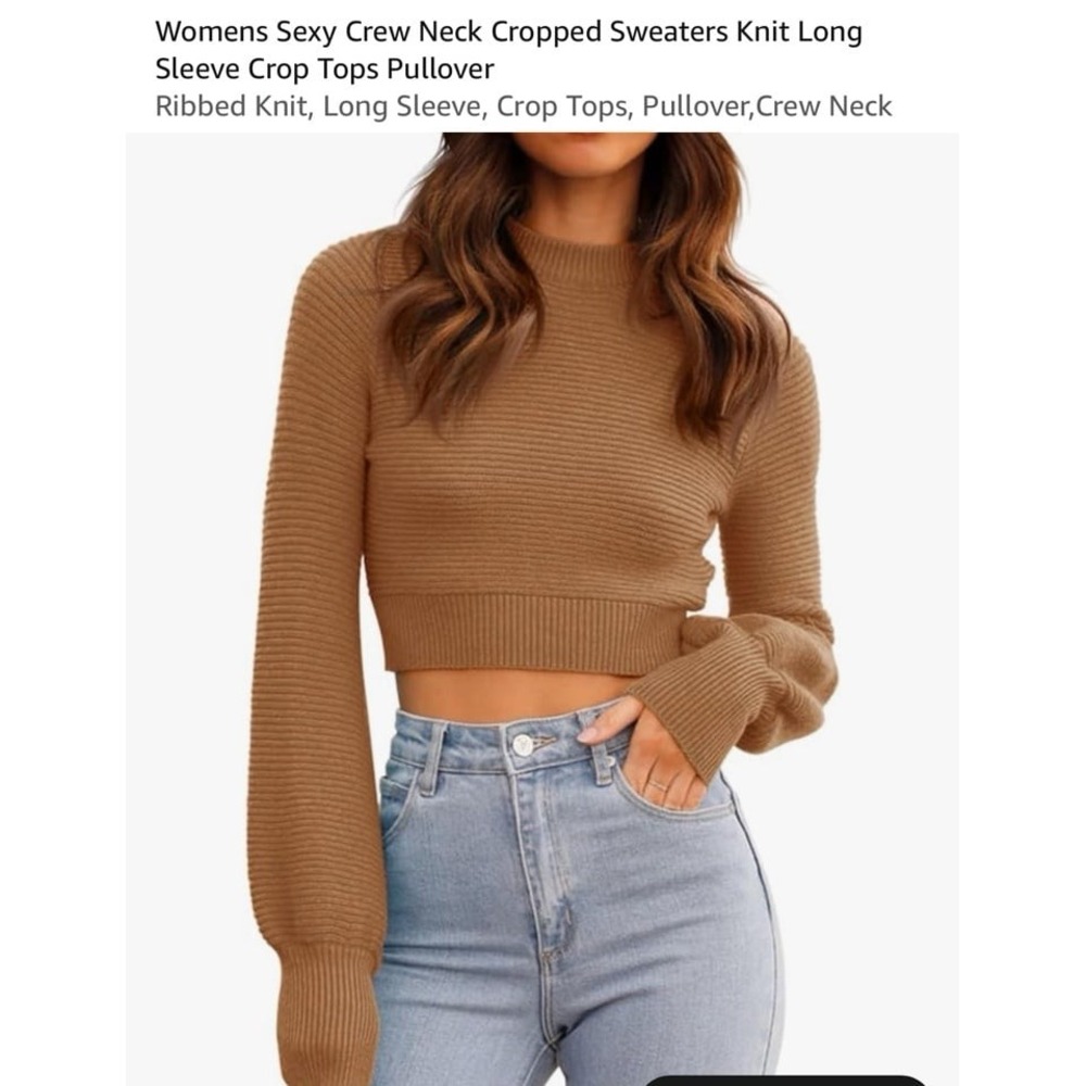 PRETTYGARDEN Ribbed Crew Neck Cropped Knit
Sweater Size Small